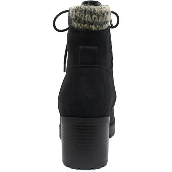 Chunky Heel Combat Ankle Boot - Lace-Up with Side Zipper - Picture 6 of 6